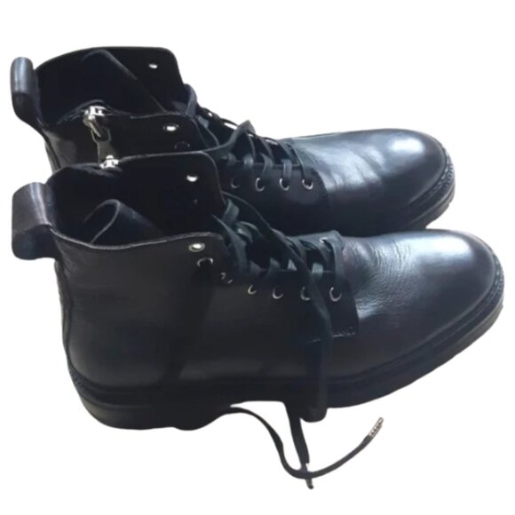 John Varvatos SZ 9.5 Union Combat Boots | Zip & Lace, Black Leather - Picture 1 of 14